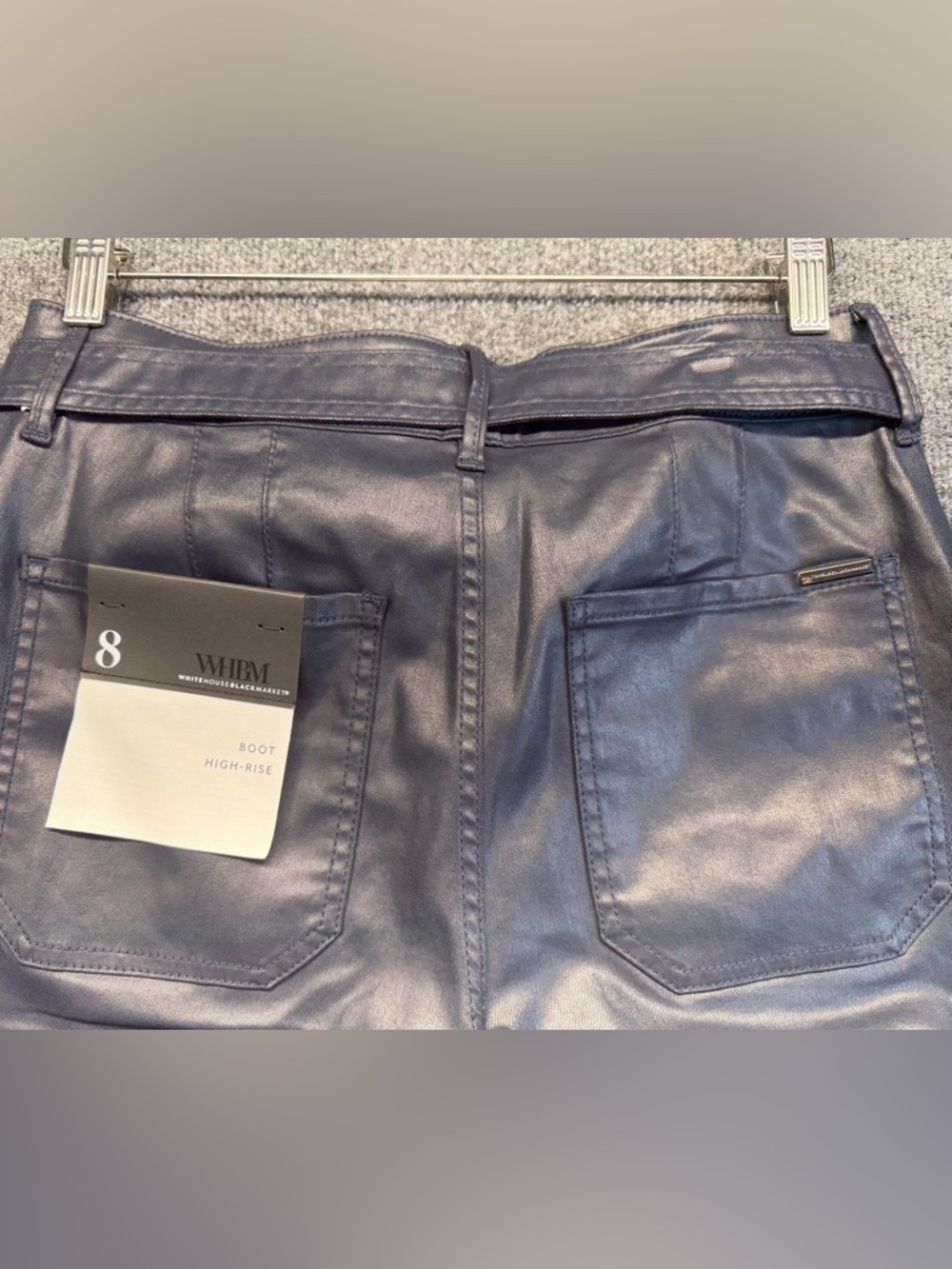 WHBM Coated Cargo Boot Jeans in Coated Officer Blue - Size 8 (NWT) - Picture 12 of 12